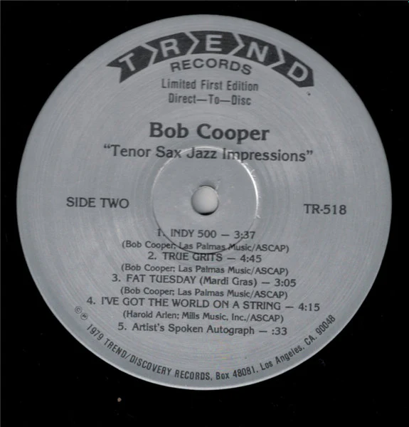 Bob Cooper – Tenor Sax Jazz Impressions (VG+/VG+) – LP, US 1979 - Image 3