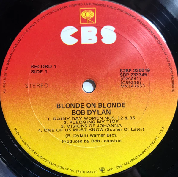 Bob Dylan – Blonde On Blonde (E/VG+) – 2xLP, AU 1983 - Image 5