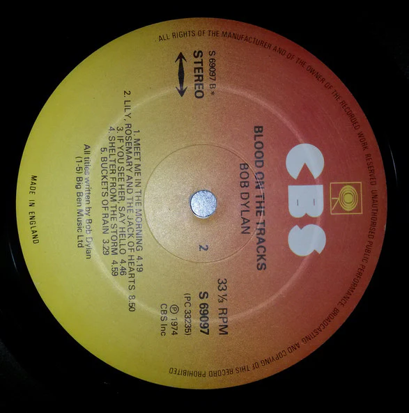 Bob Dylan – Blood On The Tracks (VG+/VG+) – LP, UK - Image 3