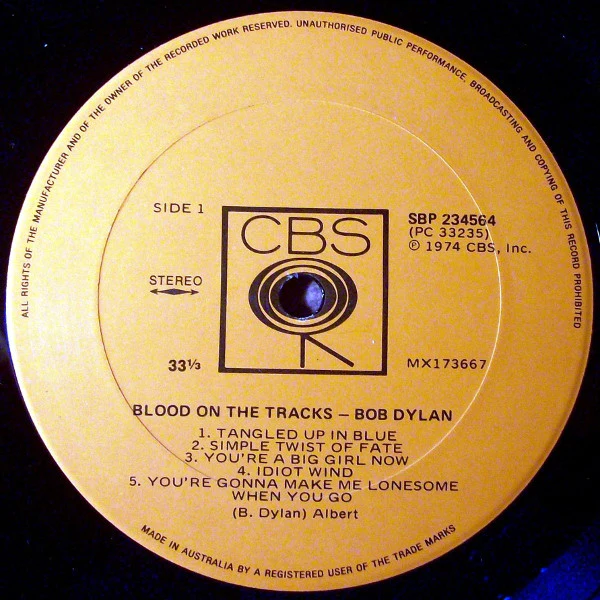 Bob Dylan – Blood On The Tracks (VG/VG+) – LP, AU 1975 - Image 3