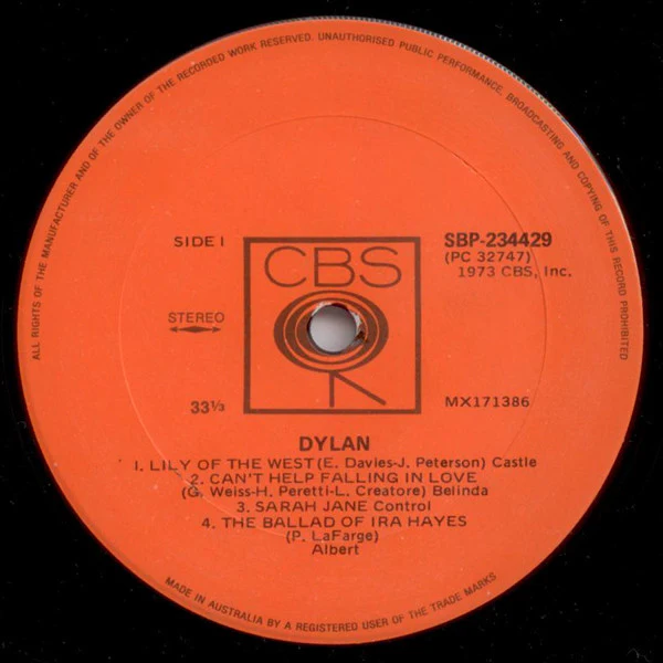 Bob Dylan – Dylan (VG/VG+) – LP, AU 1973 - Image 3