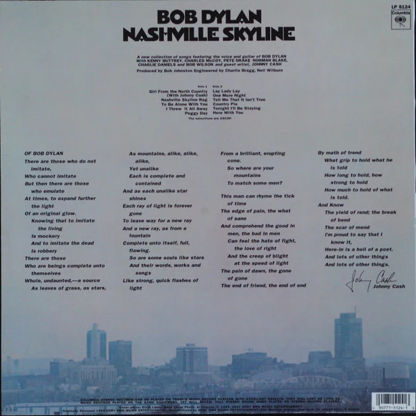 Bob Dylan – Nashville Skyline (VG+/VG+) – LP, US 2007 - Image 3