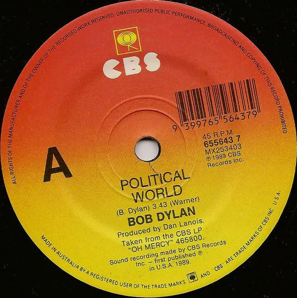 Bob Dylan – Political World (VG+/Generic) – 7", AU 1990