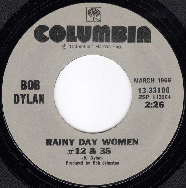 Bob Dylan – Rainy Day Women #12 & 35 / Like A Rolling Stone (E/Generic) – 7", US 1987