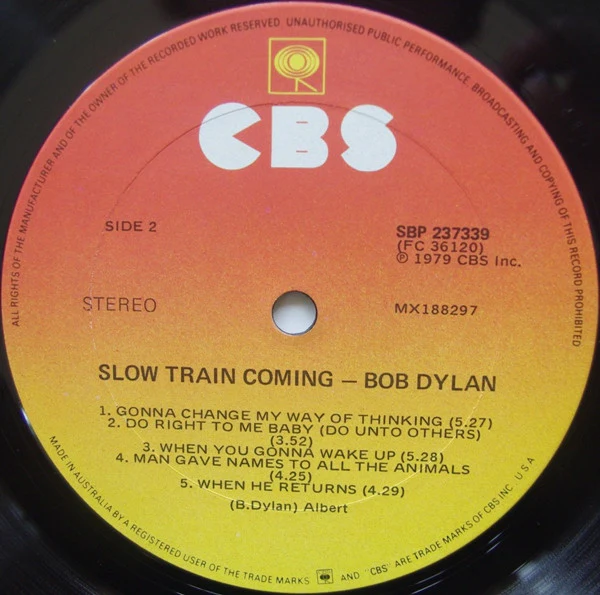 Bob Dylan – Slow Train Coming (VG+/VG+) – LP, AU 1979 - Image 4
