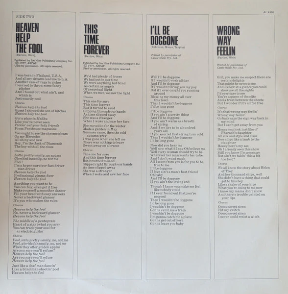 Bob Weir – Heaven Help The Fool (VG+/VG+) – LP, AU - Image 4