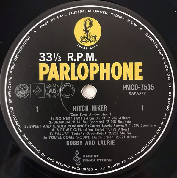 Bobby And Laurie – Hitch Hiker (Cum Sunt Ambulant) (G/G+) – LP, AU 1967 - Image 3
