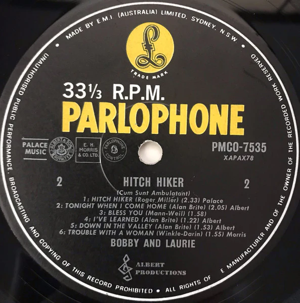Bobby And Laurie – Hitch Hiker (Cum Sunt Ambulant) (G/G+) – LP, AU 1967 - Image 4