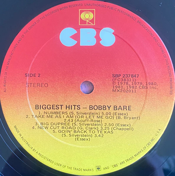 Bobby Bare – Biggest Hits (VG/VG+) – LP, AU 1982 - Image 5