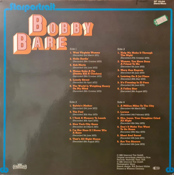 Bobby Bare – Starportrait (VG+/VG+) – 2xLP, DE 1981 - Image 3