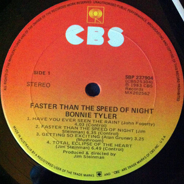 Bonnie Tyler – Faster Than The Speed Of Night (VG/VG+) – LP, AU 1983 - Image 6