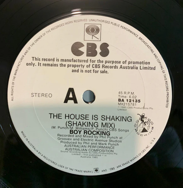 Boy Rocking – The House Is Shaking (VG+/VG+) – 12", AU 1985 - Image 3