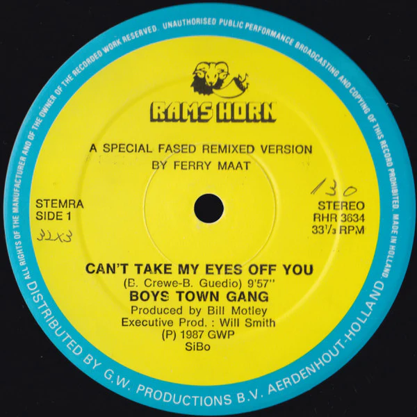 Boys Town Gang – Can't Take My Eyes Off You (A Special Fased Remixed Version) (VG+/Generic) – 12", NL 1987