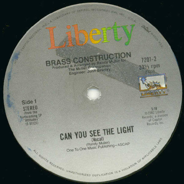 Brass Construction – Can You See The Light (VG+/VG+) – 12", US 1982 - Image 3