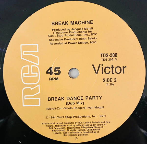 Break Machine – Break Dance Party (VG+/Generic) – 12", AU 1984 - Image 2