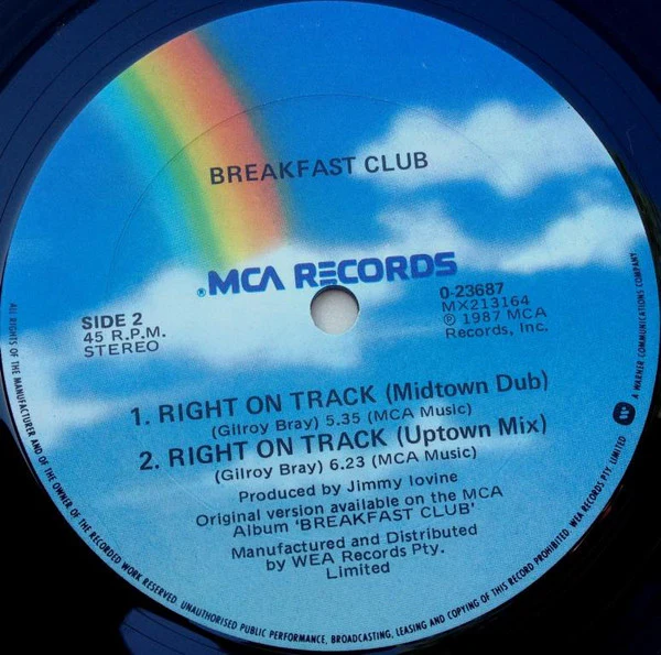Breakfast Club – Right On Track (VG/VG+) – 12", AU 1987 - Image 4