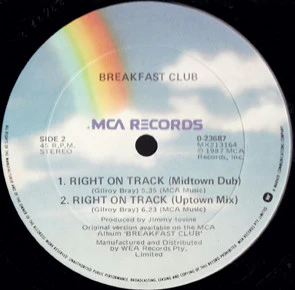 Breakfast Club – Right On Track (VG/VG+) – 12", AU 1987 - Image 5