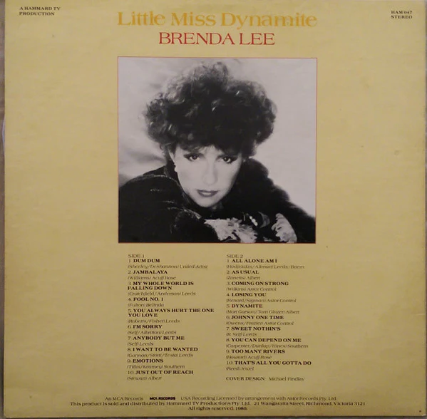 Brenda Lee – Little Miss Dynamite (VG+/VG+) – LP, AU 1980 - Image 2