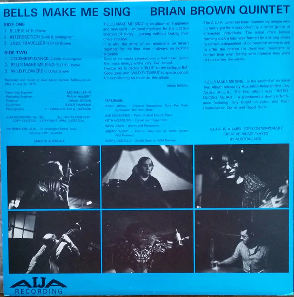 Brian Brown Quintet – Bells Make Me Sing (VG+/VG+) – LP, AU 1979 - Image 2