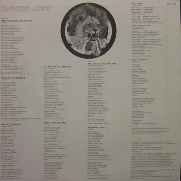 British Lions – British Lions (VG+/VG+) – LP, AU 1978 - Image 4