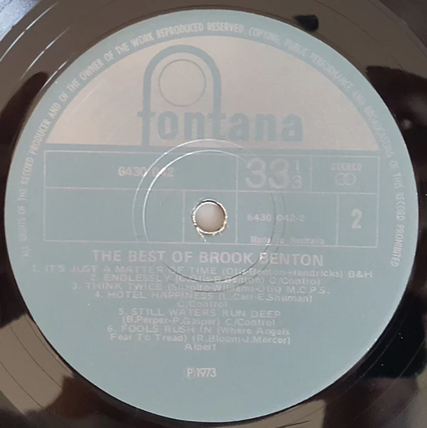 Brook Benton – The Best Of Brook Benton (VG+/VG+) – LP, AU 1973 - Image 4