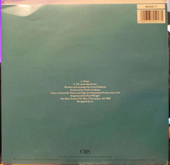 Bros – Sister (VG+/VG+) – 7", AU 1989 - Image 2