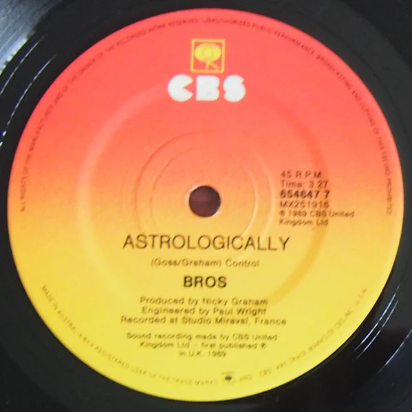 Bros – Too Much (E/VG+) – 7", AU 1989 - Image 4