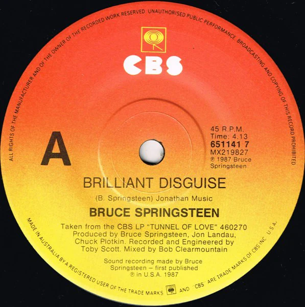 Bruce Springsteen – Brilliant Disguise (VG+/VG+) – 7", AU 1987 - Image 3