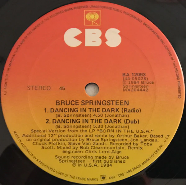 Bruce Springsteen – Dancing In The Dark (VG+/VG+) – 12", AU 1984 - Image 4