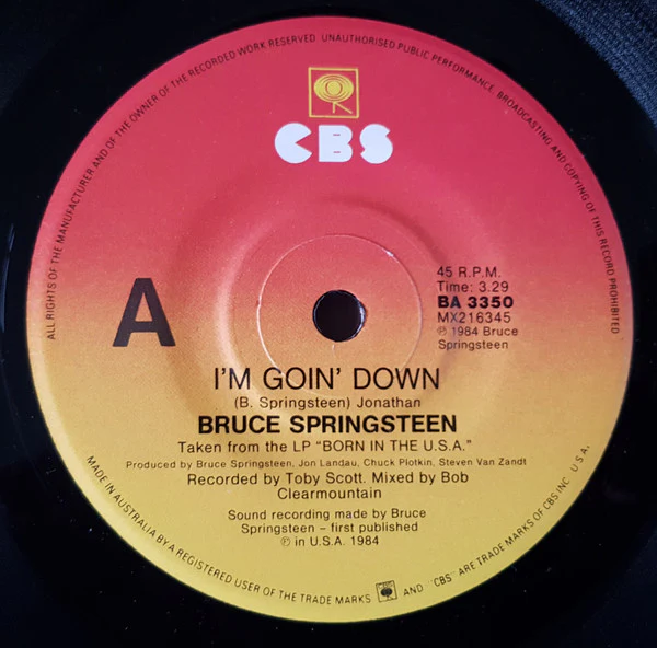 Bruce Springsteen – I'm Goin' Down (VG+/VG+) – 7", AU 1985 - Image 3