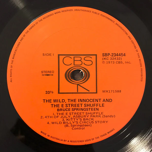 Bruce Springsteen – The Wild, The Innocent & The E Street Shuffle (VG/VG+) – LP, AU 1973 - Image 2
