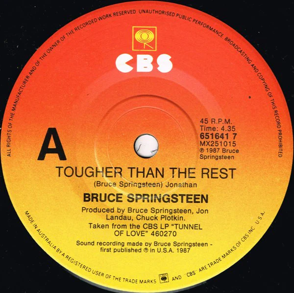 Bruce Springsteen – Tougher Than The Rest (VG+/VG+) – 7", AU 1988 - Image 3