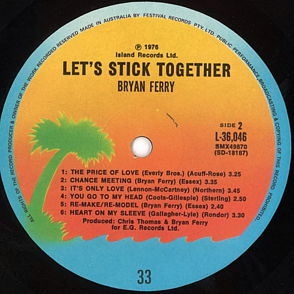 Bryan Ferry – Let's Stick Together (VG+/VG+) – LP, AU 1976 - Image 4