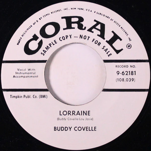 Buddy Covelle – Lorraine / I'll Go On Loving You (VG/Generic) – 7"