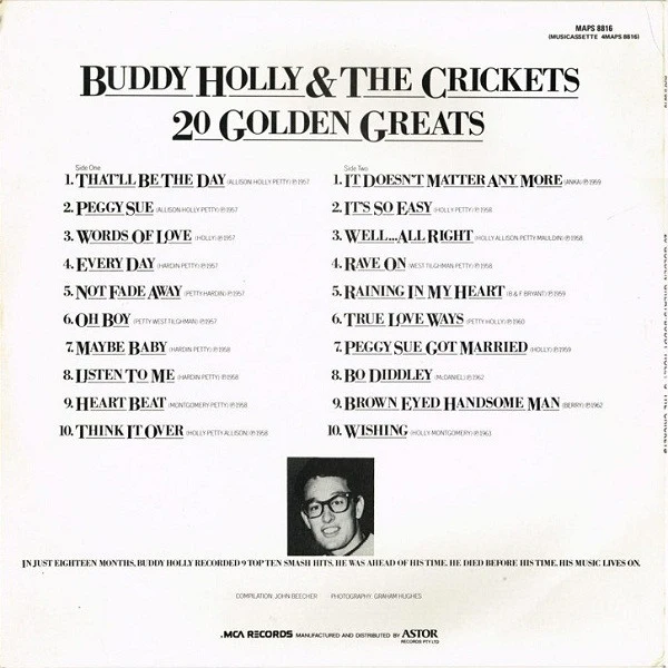 Buddy Holly, The Crickets – 20 Golden Greats (VG+/VG+) – LP, AU 1978 - Image 2