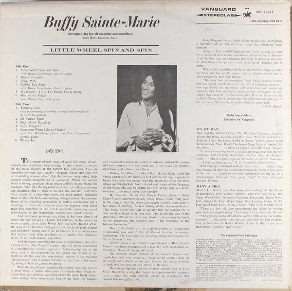 Buffy Sainte-Marie – Little Wheel Spin And Spin (VG/VG+) – LP, US 1968 - Image 2