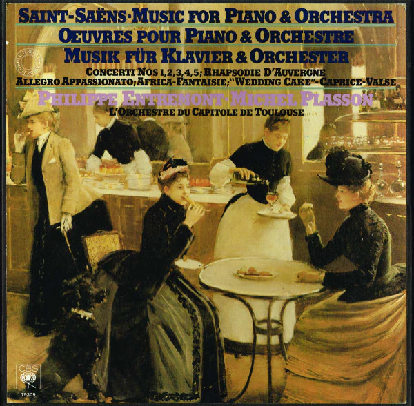 Camille Saint-Saëns, Philippe Entremont, Michel Plasson, Orchestre National Du Capitole De Toulouse – The 5 Piano Concertos - Rhapsodie D'Auvergne - "Wedding Cake" - Africa (E/VG+) – 3xLP, DE 1978 - Image 2