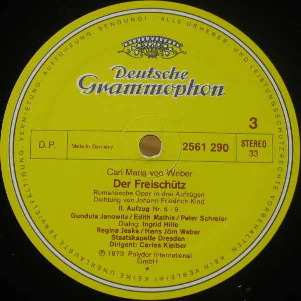 Carl Maria von Weber, Gundula Janowitz, Edith Mathis, Peter Schreier, Theo Adam, Staatskapelle Dresden, Carlos Kleiber – Der Freischütz (E/VG) – 3xLP, DE - Image 10