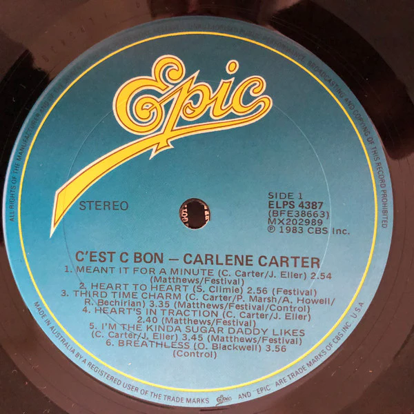Carlene Carter – C'est C Bon (VG/VG+) – LP, AU 1983 - Image 3