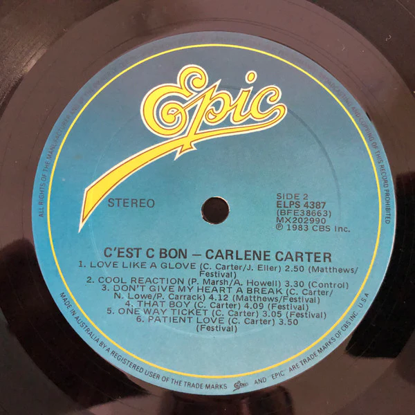 Carlene Carter – C'est C Bon (VG/VG+) – LP, AU 1983 - Image 4