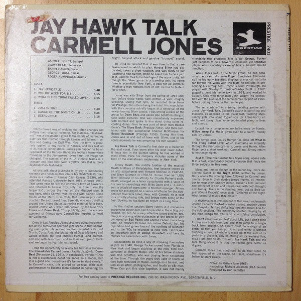 Carmell Jones – Jay Hawk Talk (VG/VG+) – LP, US 1965 - Image 2