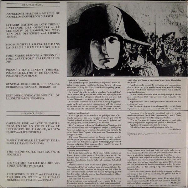 Carmine Coppola, Orchestra Sinfonica Di Milano – Napoleon (E/VG+) – LP, AU 1981 - Image 2