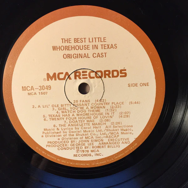 Carol Hall, "The Best Little Whorehouse In Texas" Cast – The Best Little Whorehouse In Texas (VG+/E) – LP, US 1978 - Image 5