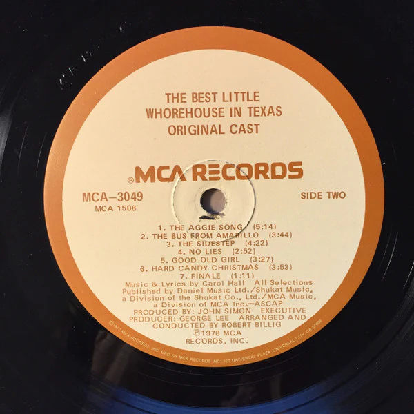 Carol Hall, "The Best Little Whorehouse In Texas" Cast – The Best Little Whorehouse In Texas (VG+/E) – LP, US 1978 - Image 6