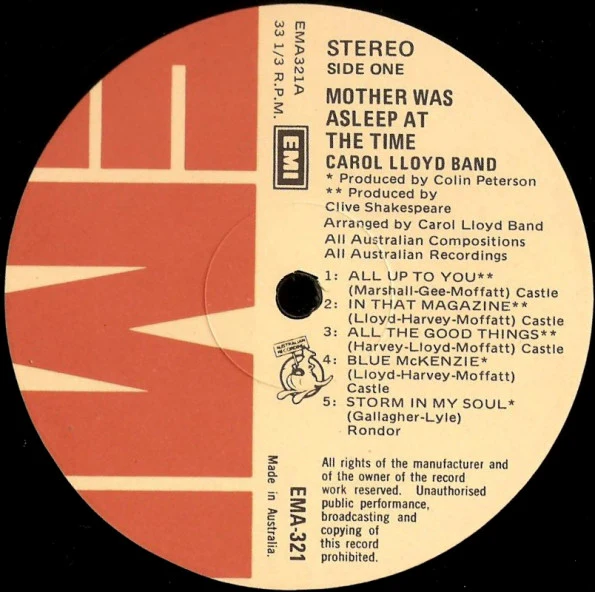 Carol Lloyd Band – Mother Was Asleep At The Time (VG/VG) – LP, AU 1976 - Image 3