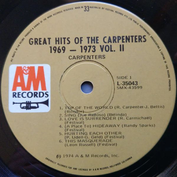 Carpenters – Great Hits Of The Carpenters Vol II 1969-1973 (VG+/VG+) – LP, AU 1974 - Image 4