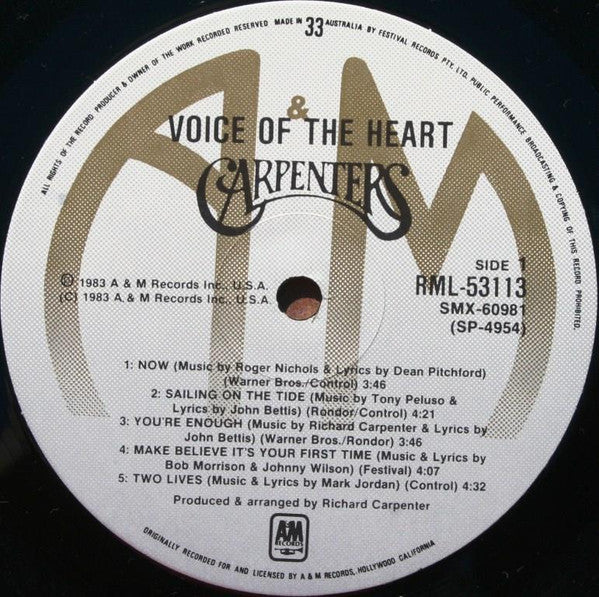 Carpenters – Voice Of The Heart (VG+/VG+) – LP, AU 1983 - Image 3
