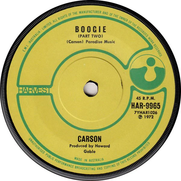 Carson – Boogie (Part One) (VG+/VG+) – 7", AU 1972 - Image 2