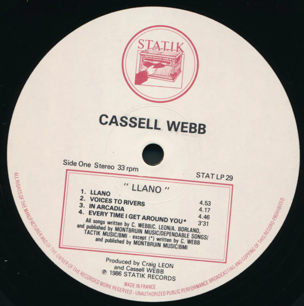 Cassell Webb – Llano (VG+/VG+) – LP, UK 1986 - Image 3