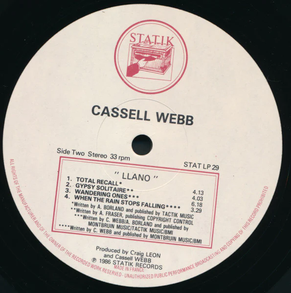 Cassell Webb – Llano (VG+/VG+) – LP, UK 1986 - Image 4